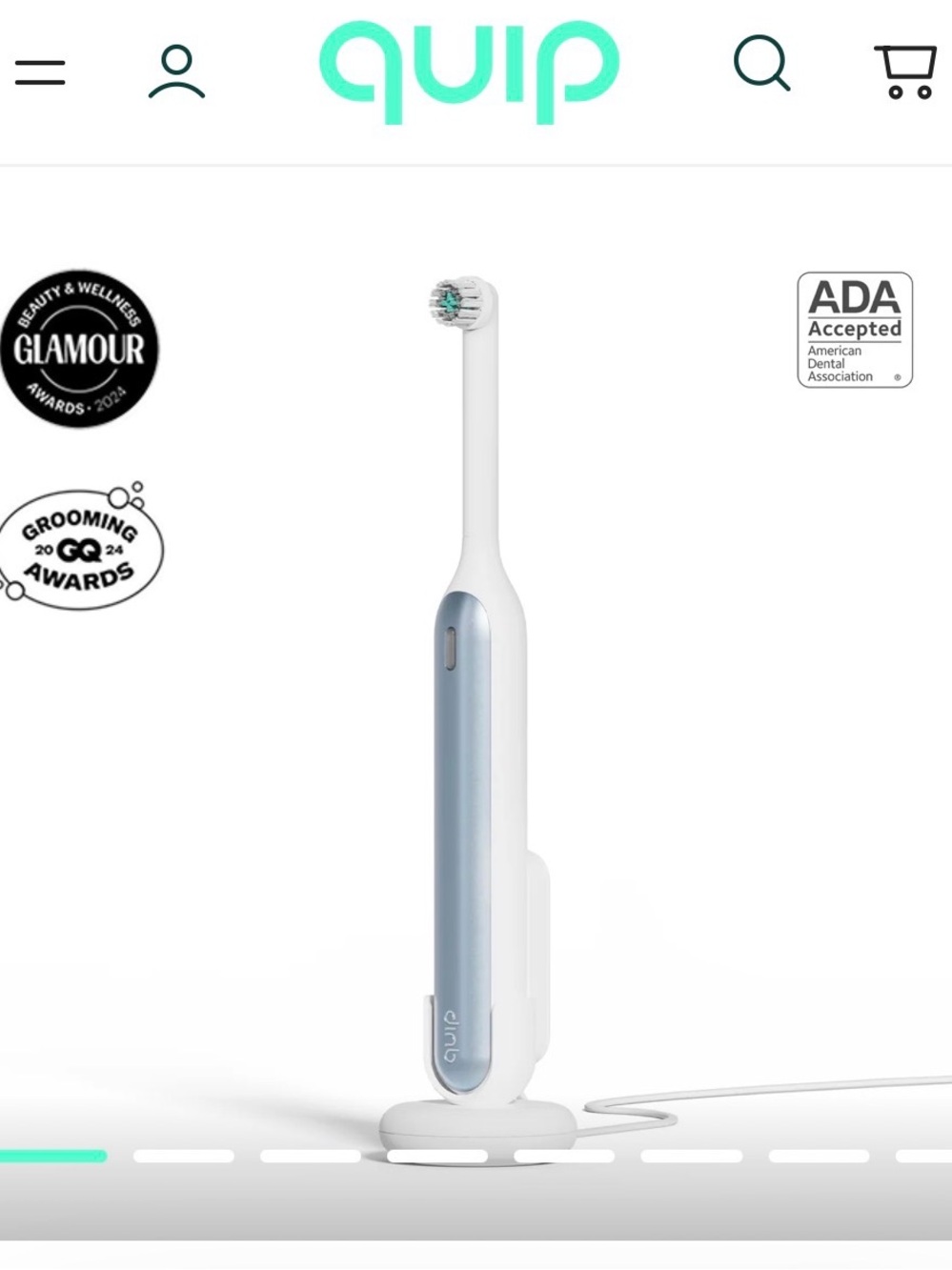 Quip rev Oscillating toothbrush in Blue Mist